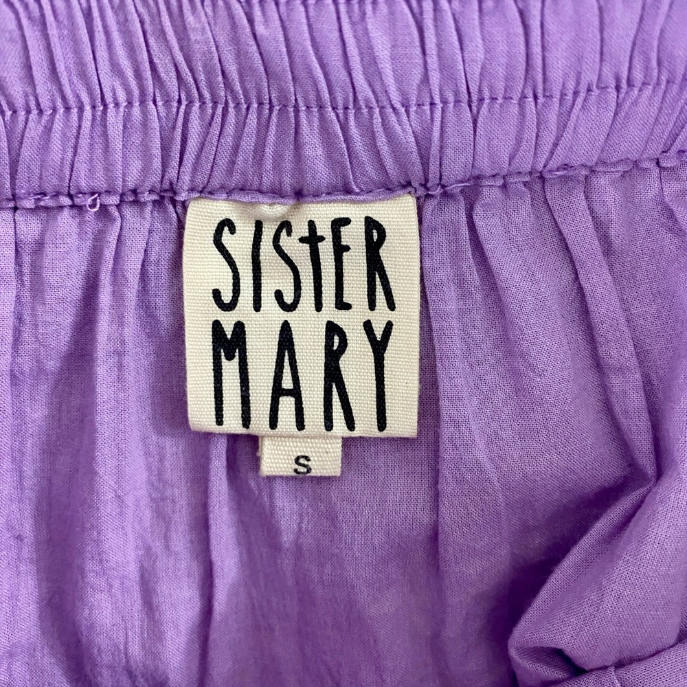 Sister‎ Mary Embroidered Tiered Midi Skirt S Purple Boho Cottagecore Lagenlook - Picture 2 of 4